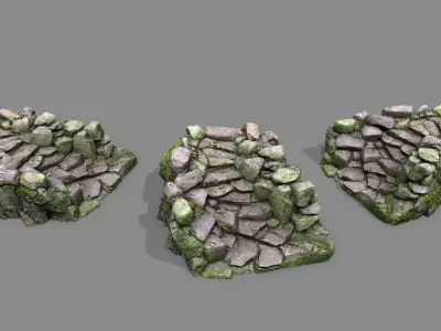 Mossy Rock Stairs Low-poly 3D model purchase