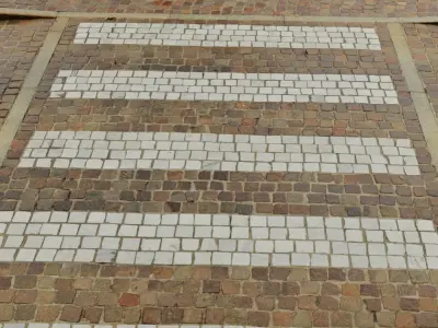 Pedestrian crossing cobblestones mid-poly 3D model