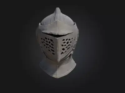 Crusader Helm  Holy Resolve Encased in Steel Low-poly 3D model