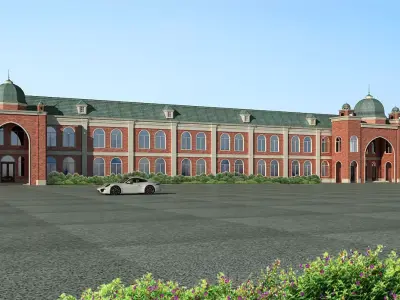 brick building  Low-poly 3D model