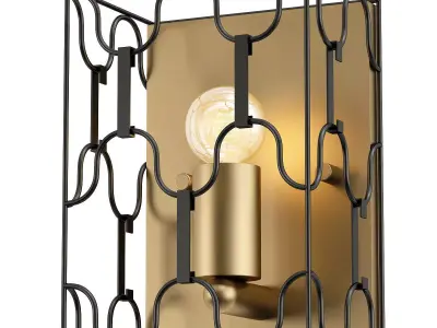 dunkan-2021-04-ap-1 gold wall light with iron frame 3D model