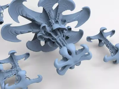 Alien Spine vertebrae stone collection  3D model