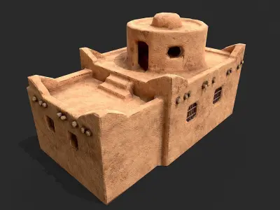 Clay Desert Egypt Village House 6 Low-poly 3D model