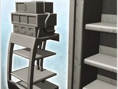 Modern hospital interior furniture set with monitor 7 3D print model