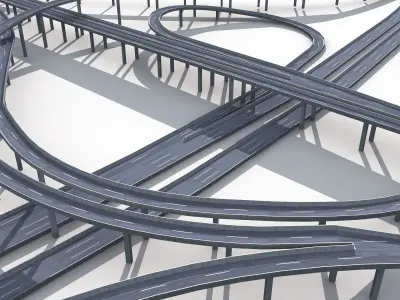 Highway Road Viaduct Flyover-07 3D model