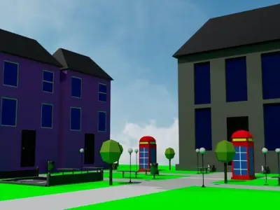3d model of an urban scene Low-poly 3D model