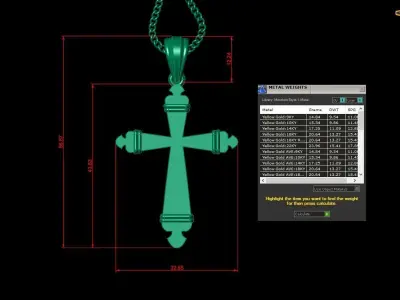 Light Gold 18K Cross Pendant 2CP086 3D print model