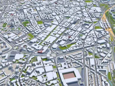 Sheffield England 40km Low-poly 3D model