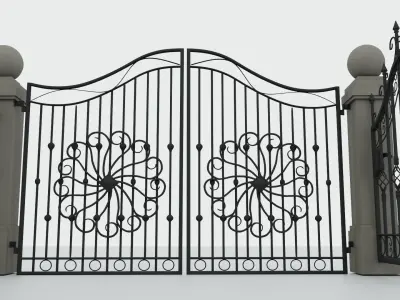 Conjunto de rejas de hierro forjado 3D model