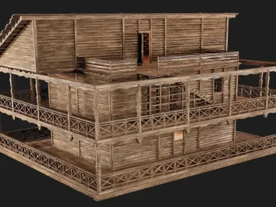 Old Wooden House 4K Textures GameReady 144 Low-poly 3D model