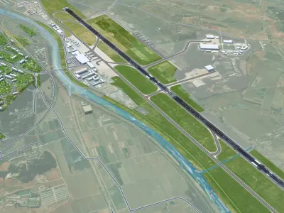 Pyongyang Sunan Airport Low-poly 3D model
