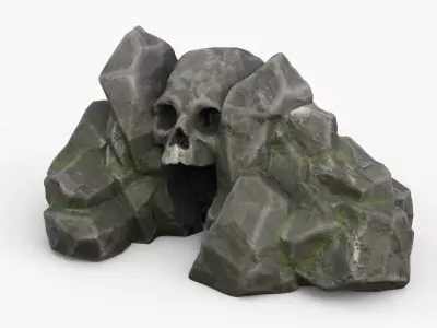 Rock Skull 1001 - Grey Jagged Stone Low-poly 3D model