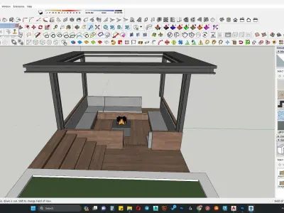 Outdoor sitting along with pargola 3D model