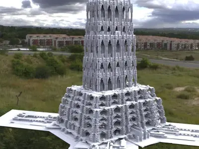 Victorian architecture Cathedral fantasy tower 3 3D 3D model