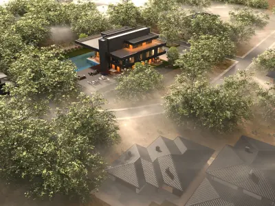 frank lloyd wright style house architecture full furnished villa 3D model