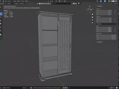 Modern Farmhouse Grooved Sliding Door Tall Storage Cabinet Low-poly 3D model