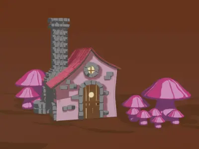 Pixie House With Mushrooms 3D model