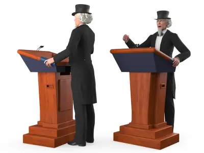  Vintage Politician at Conference Lectern 