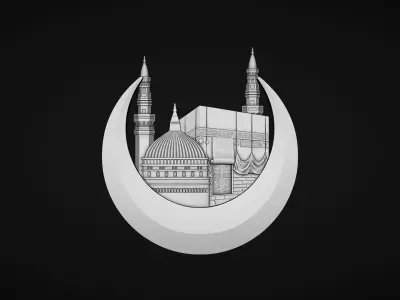 Makka Madina Kaabe Bas Relief 3D print model