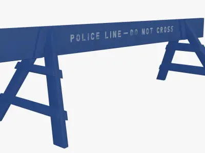 Police Line Wooden Barrier Low-poly 3D model