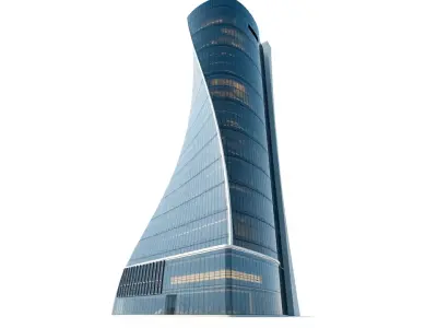 Twisted Glass Tower model pack Low-poly 3D model