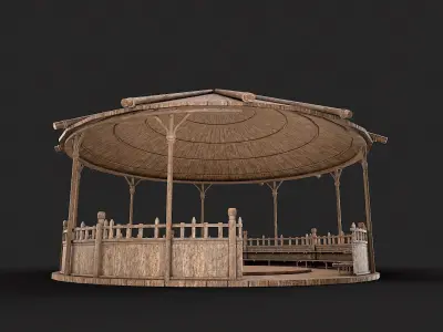 Circular Wooden Platform Arena Low Poly PBR Low-poly 3D model