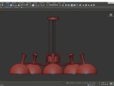 AMANDA five light chandelier with gold and glass shades Low-poly 3D model