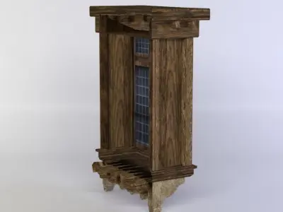 Window wooden cabinet Low-poly 3D model