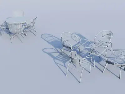 Modern Outdoor Wire Mesh Patio Chair Set 3D model