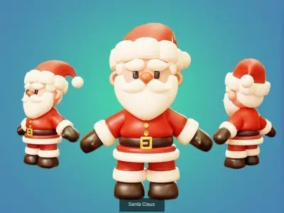 10 Characters Christmas and New Year Theme 3D Model Pack