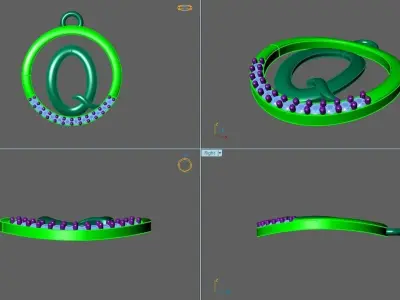 Initial Letter Pendant Q 3D print model