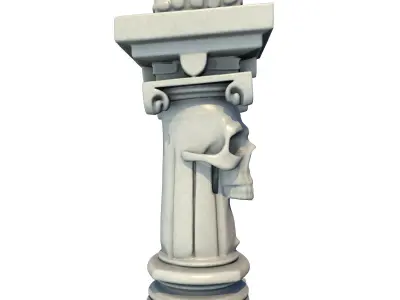 Temple Stone Skull Pillar 1 3D print model