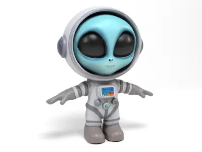 Alien astronaut Low-poly 3D model
