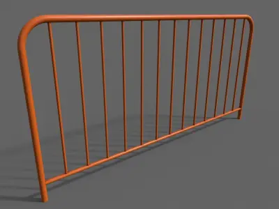 PBR Pedestrian Guard Rail Orange V1 Low-poly 3D model