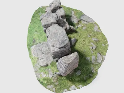 A Rock Formation - Dartmoor Stone Photo-Scan Model - Low-Poly Low-poly 3D model