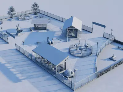 Petting Zoo 3D Model SketchUp Lumion Full Package  3D model