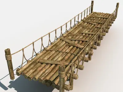 Old Wooden Bridge 03 3D model