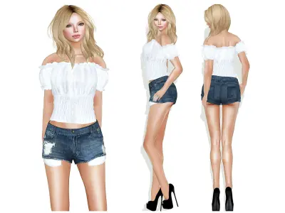 Off Shoulder Pheasant Top Low-poly 3D model