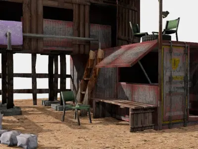 post apocalyptic building shelter house 3D model