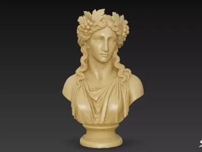 Greek God Dionysus Bust Low-poly 3D model