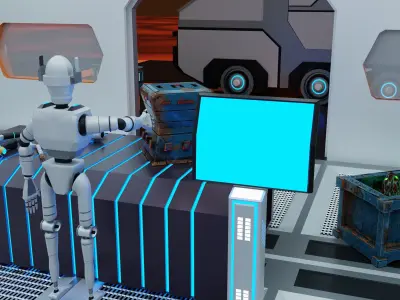 Sci-fi Scene with alien objects 3D model