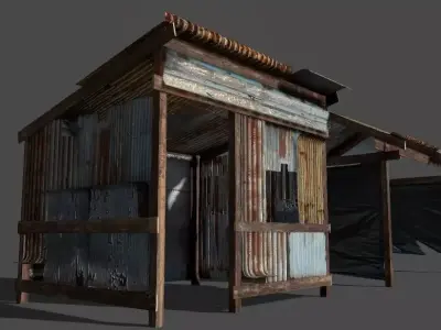 Lowpoly shanty houses Low-poly 3D model