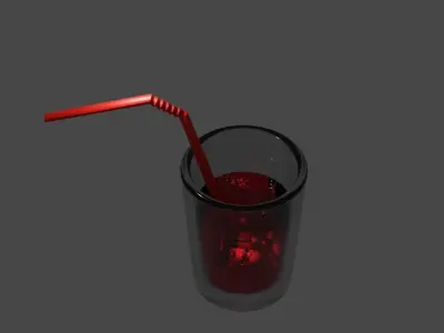 Red Drink in Glass Cup Low-poly 3D model