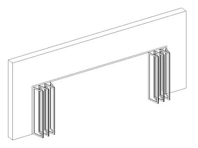 Folding door 8 12 Panels Parametric Revit family 3D model