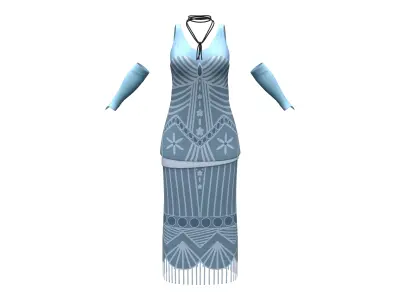 1920s Flapper Dress Outfit Low-poly 3D model