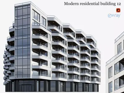 Modern residential building 12 3D model