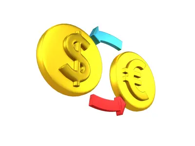 Currency Exchange Dollar To Euro Icon v1 004 Low-poly 3D model