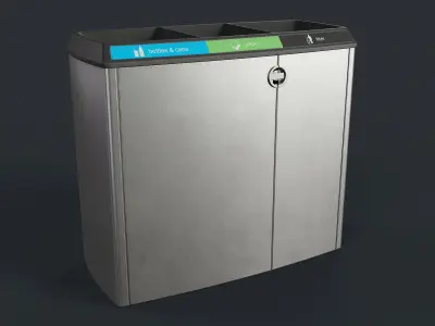 Street Trash Can 21 PBR Game Ready Low-poly 3D model