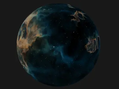 HDRI Panoramic Sky - VR 360 starfield - crystal blue nebula 016 Low-poly 3D model