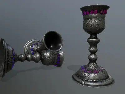 Chalice 5 silver goblet Low-poly 3D model